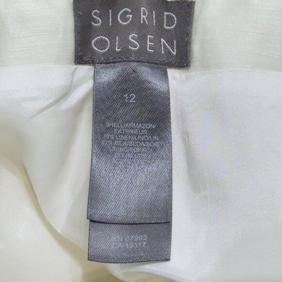 Sigrid Olsen Womens Ivory Silk Blend Straight-Leg Pants Size 12 - Picture 7 of 10